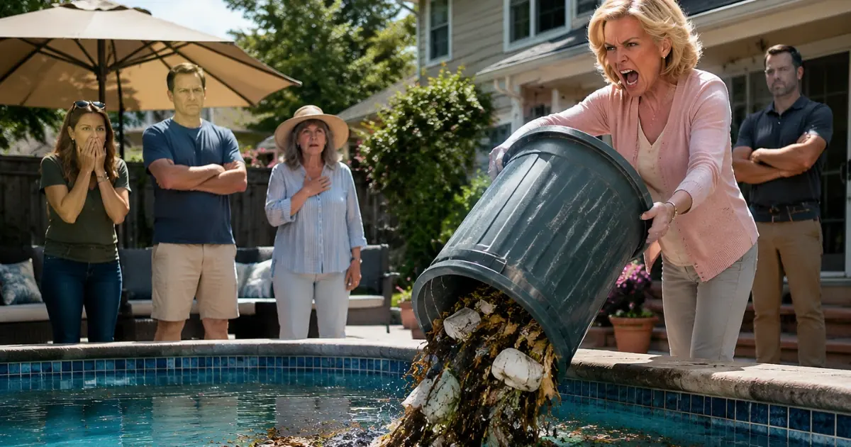 Karen Dumped Trash Into My Backyard Pool — She Never Knew The New HOA President Was Standing Right Behind Her