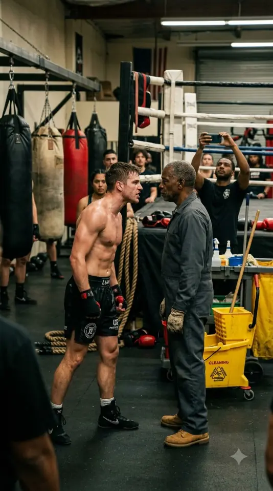 THE BOXING CHAMPION LAUGHED AT THE OLD JANITOR — THEN ONE FREE PUNCH ENDED HIS SMILE